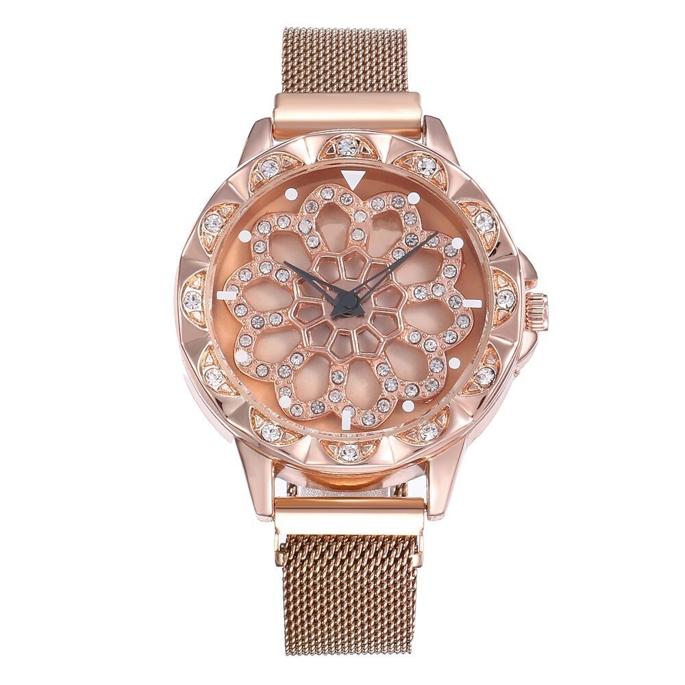 Elegante horloge met bloem motief