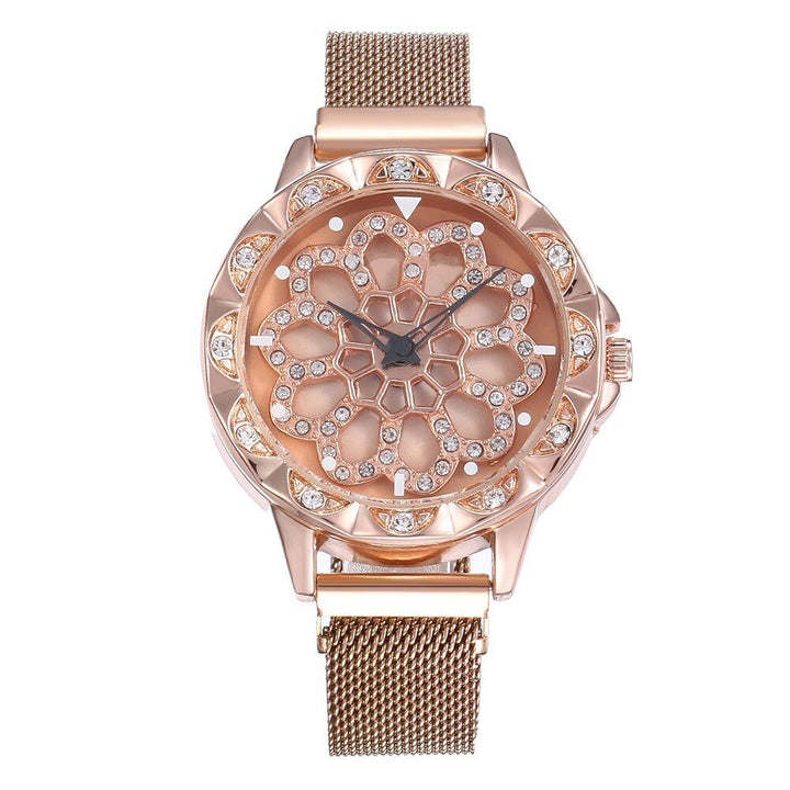 Elegante horloge met bloem motief