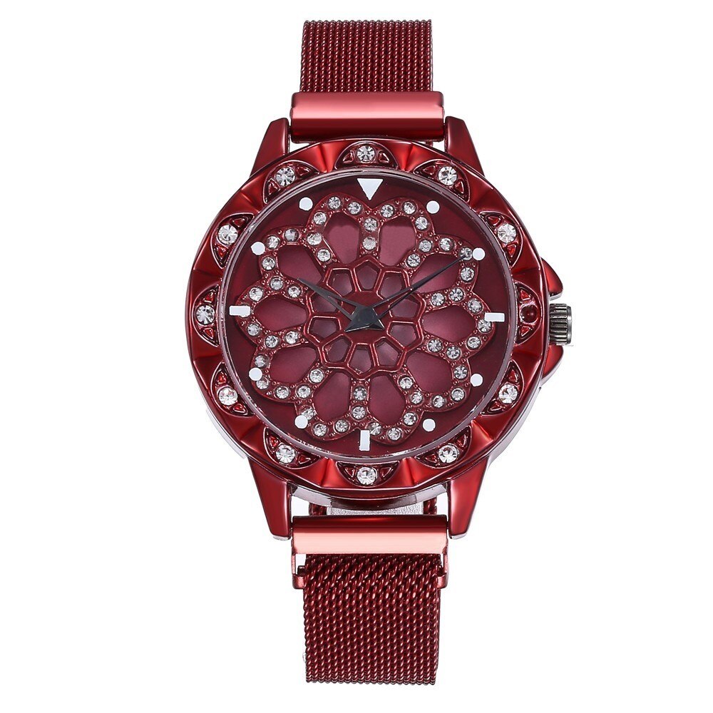 Elegante horloge met bloem motief