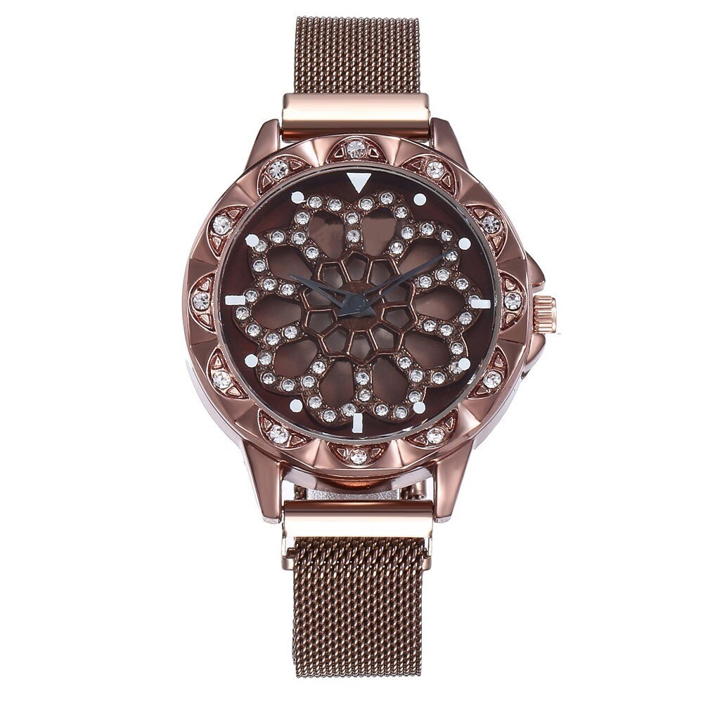 Elegante horloge met bloem motief