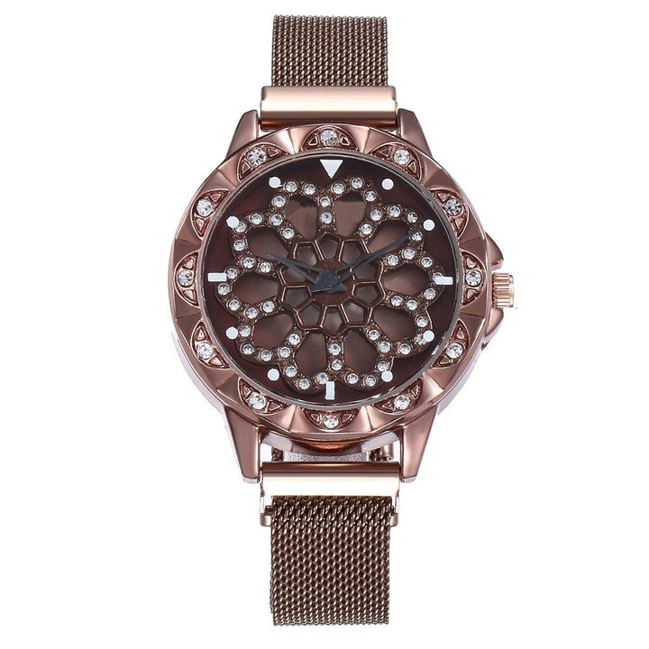 Elegante horloge met bloem motief