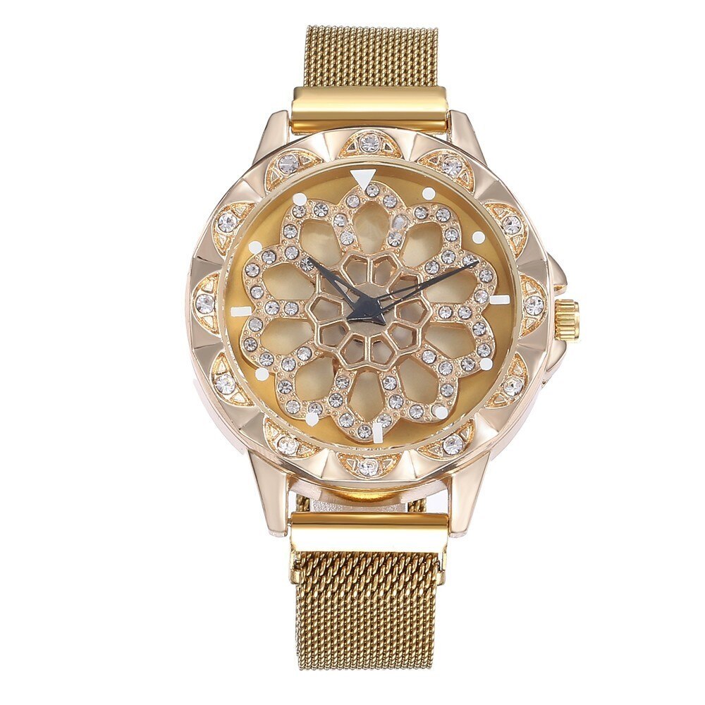 Elegante horloge met bloem motief