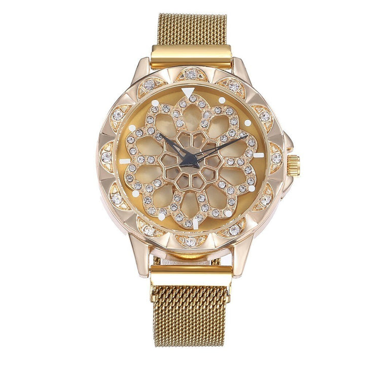 Elegante horloge met bloem motief