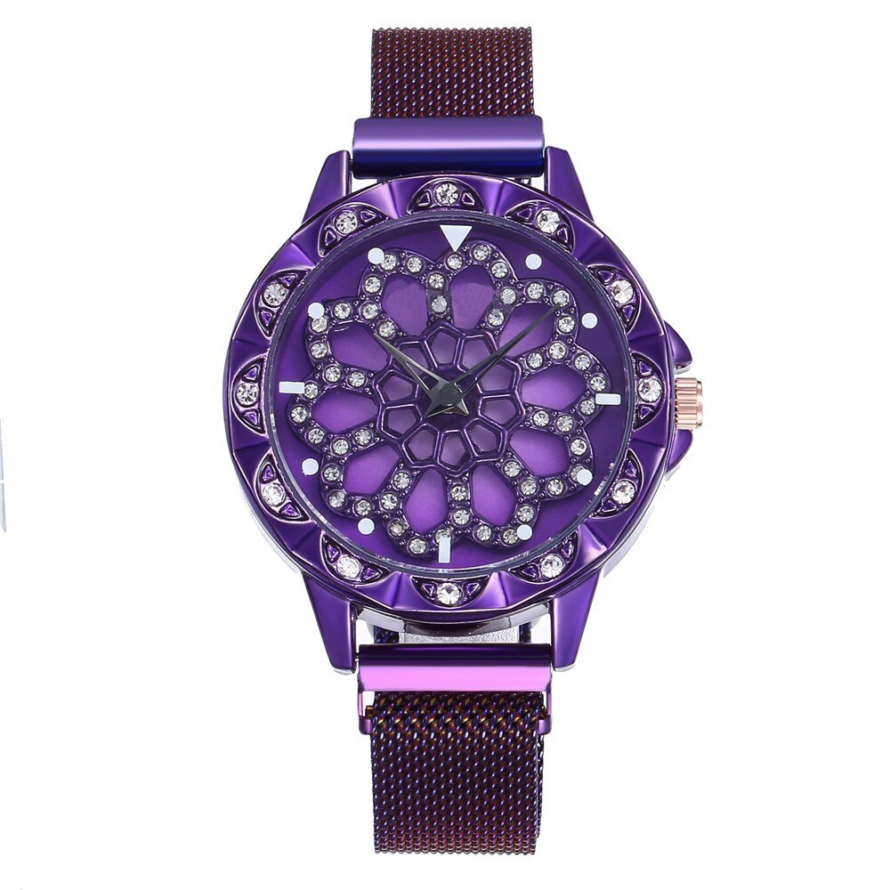 Elegante horloge met bloem motief