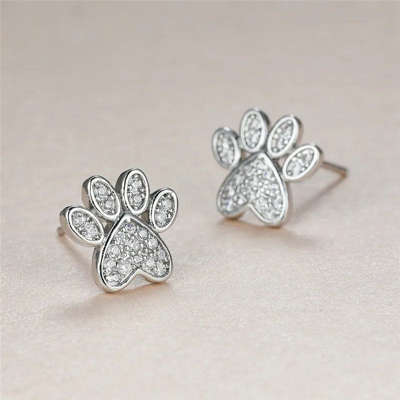 Witte Zirkonia Poot Studs – Hartvormig Ontwerp
