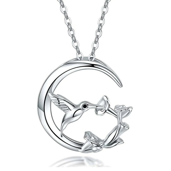Maan Vogel Vintage Zilveren Hanger Ketting