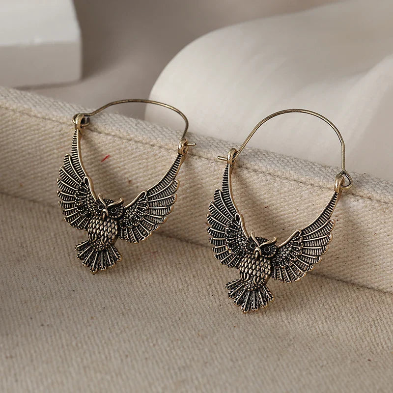 Vintage Boheemse Uil Statement Oorbellen