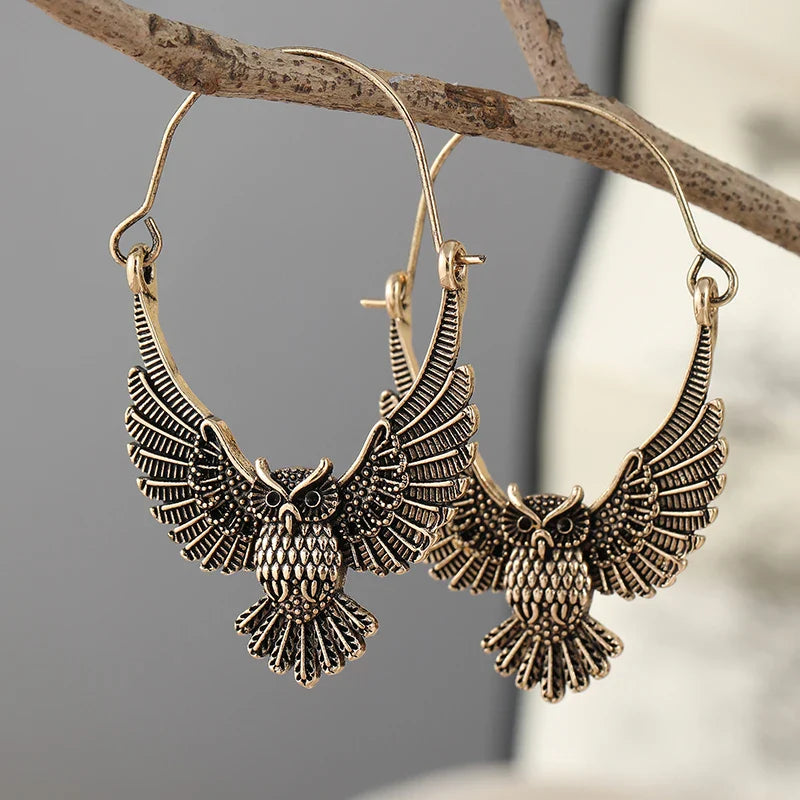 Vintage Boheemse Uil Statement Oorbellen