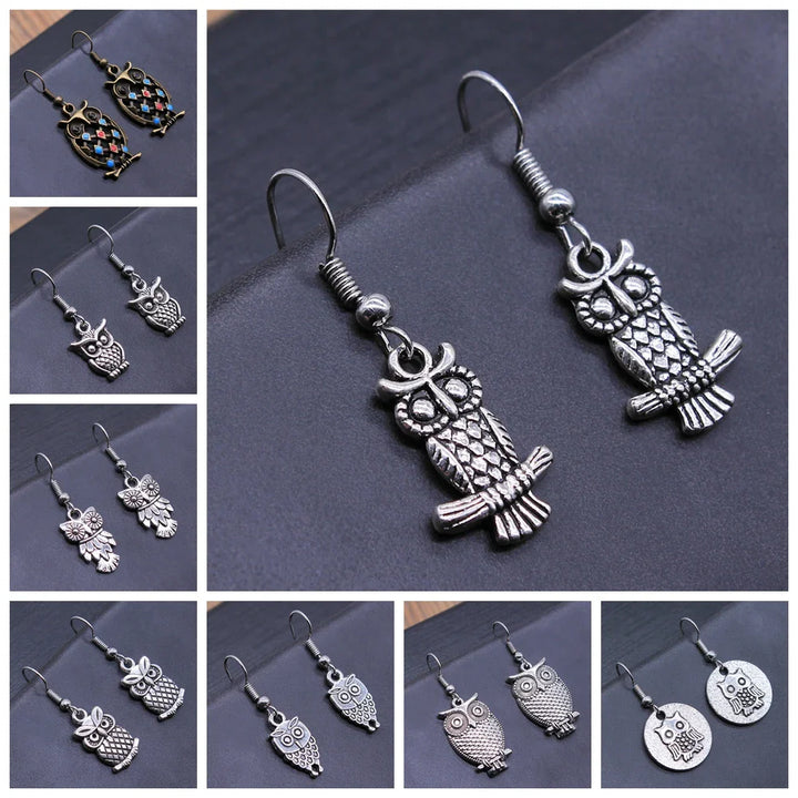Vintage Uil Boheemse Dangle Oorbellen