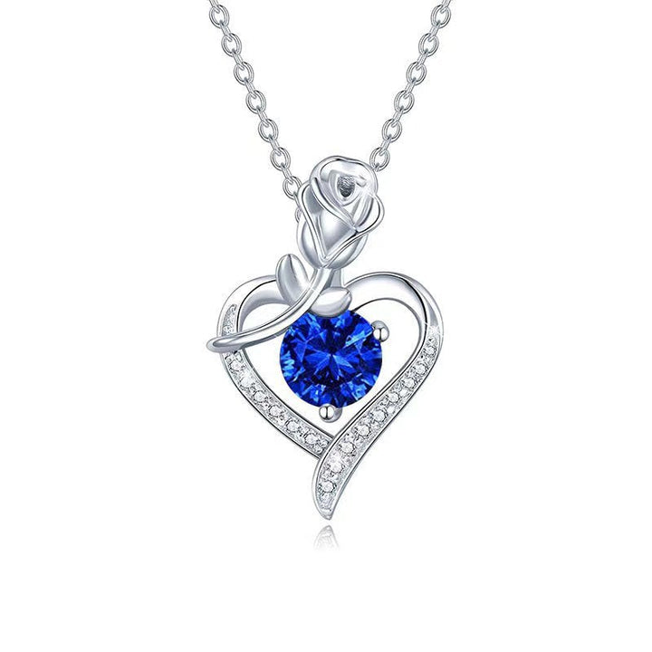 Rozenhart ketting van wit goud met saffieraccenten