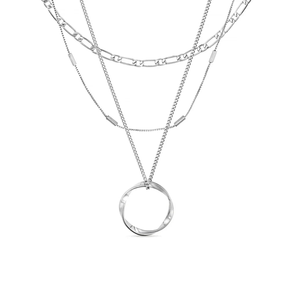 Elegante open cirkel ketting van wit goud