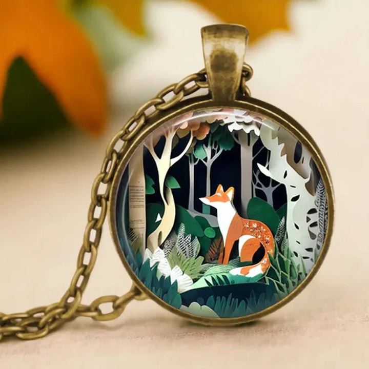 Bosgeest Dier Glas Hanger Ketting