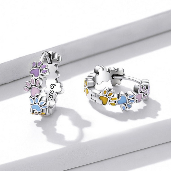 Kleurvolle Poot Hoops Sterling Zilver