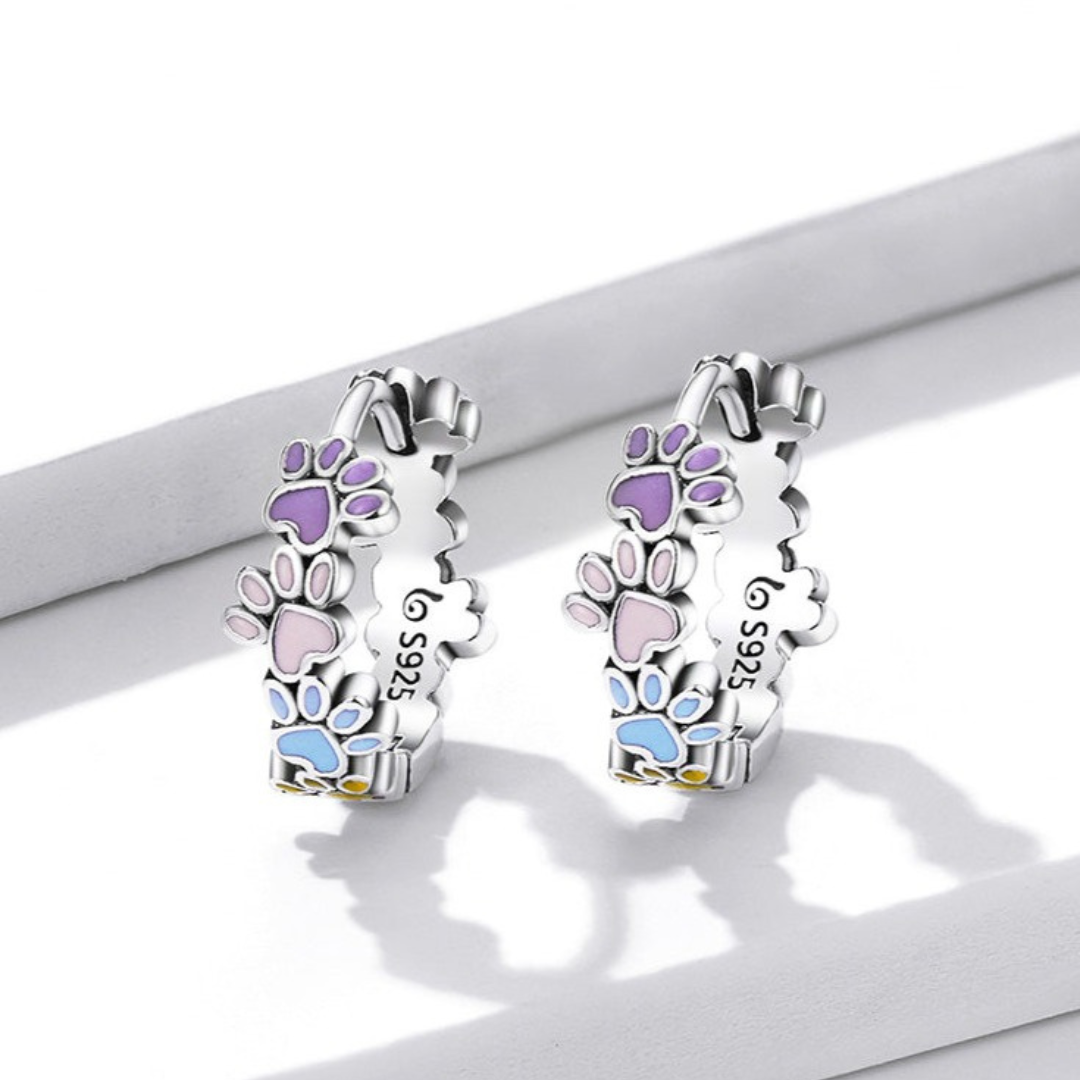 Kleurvolle Poot Hoops Sterling Zilver