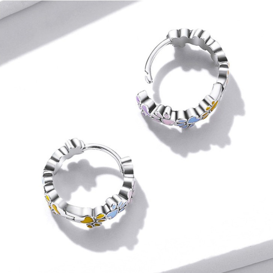 Kleurvolle Poot Hoops Sterling Zilver