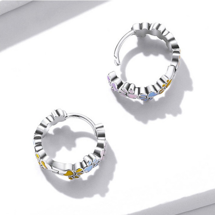 Kleurvolle Poot Hoops Sterling Zilver