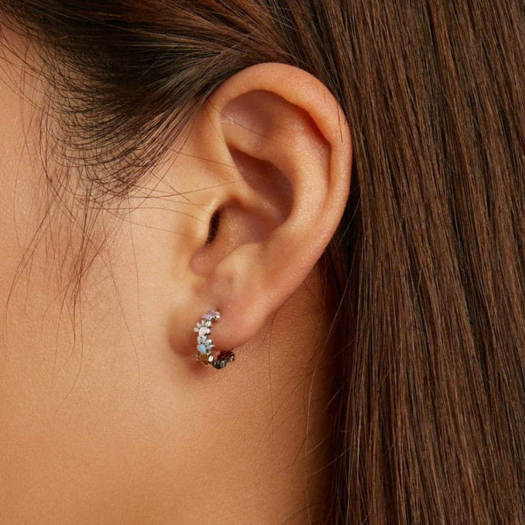 Kleurvolle Poot Hoops Sterling Zilver
