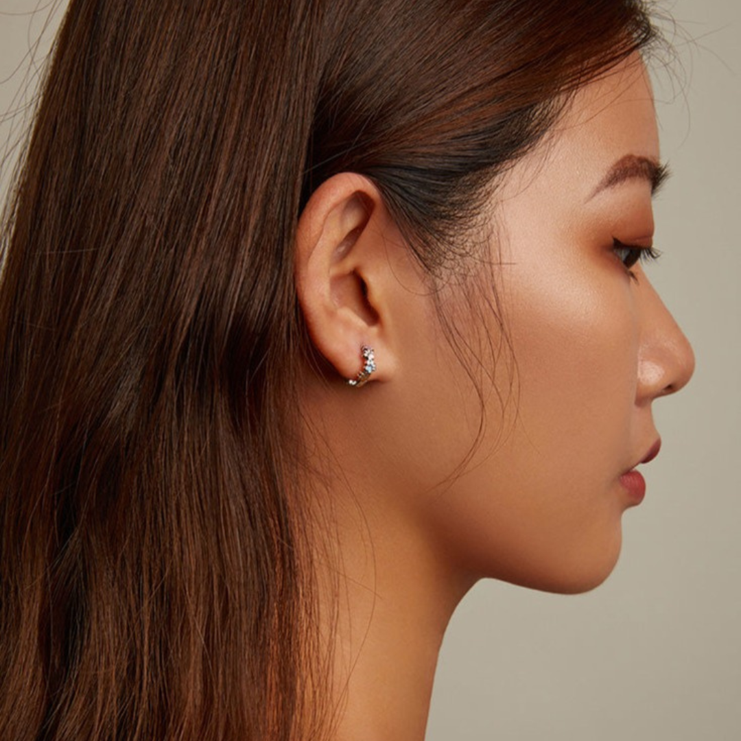 Kleurvolle Poot Hoops Sterling Zilver