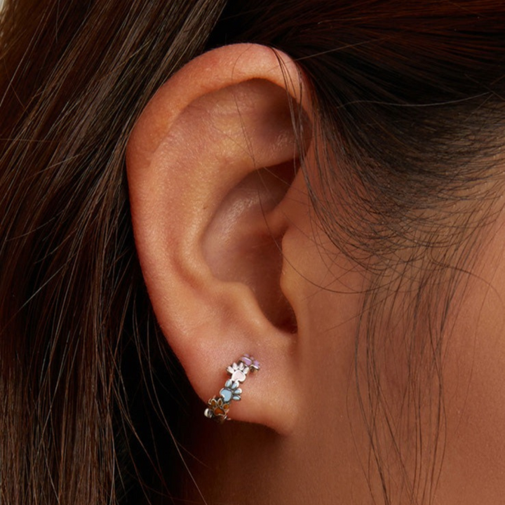 Kleurvolle Poot Hoops Sterling Zilver