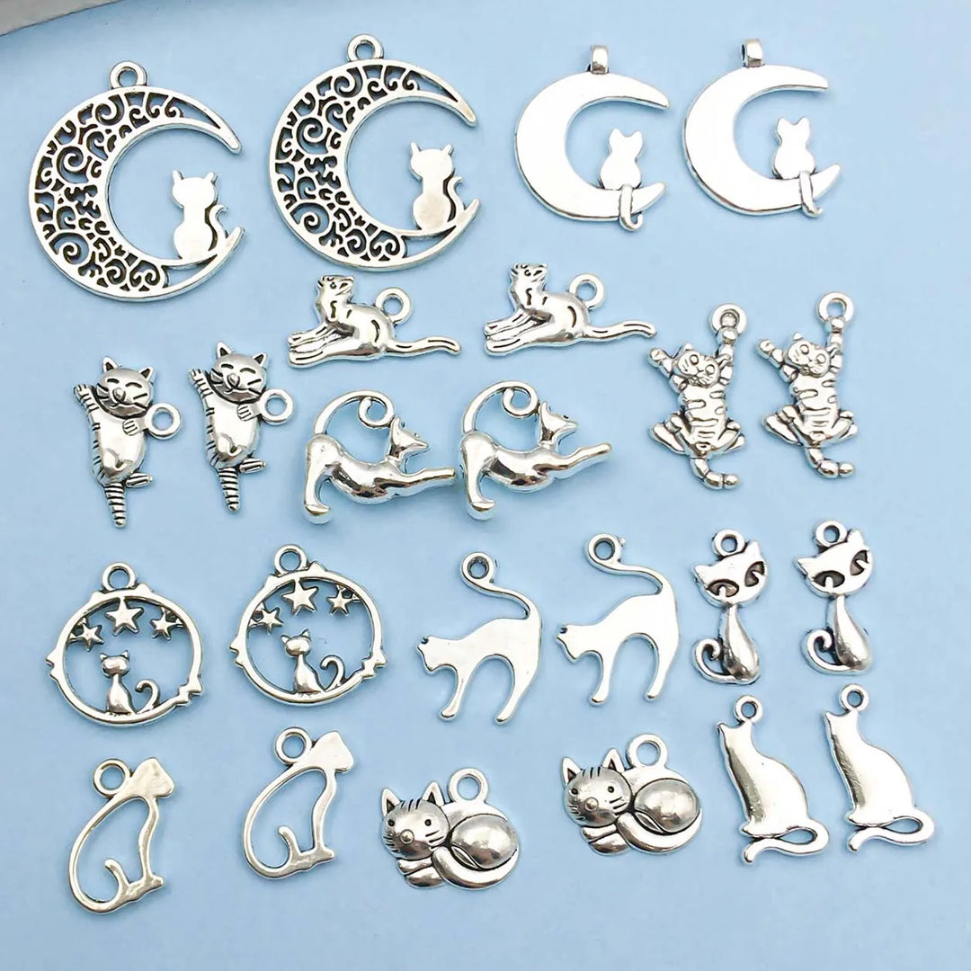 Vintage Zilveren Kat Charms Collectie