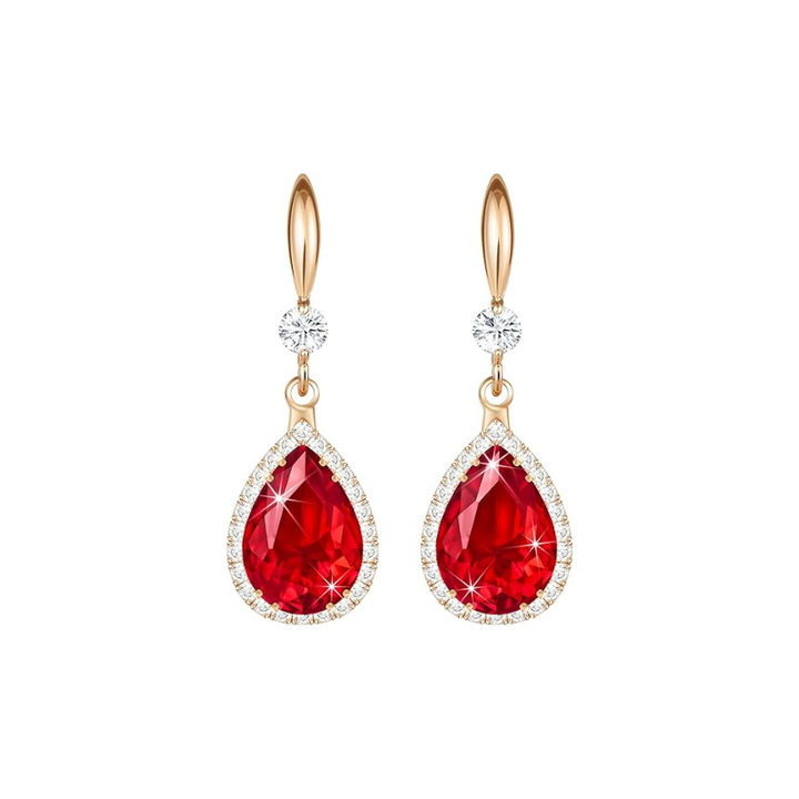 Elegante roze gouden oorbellen met druppelvormige zirkonia