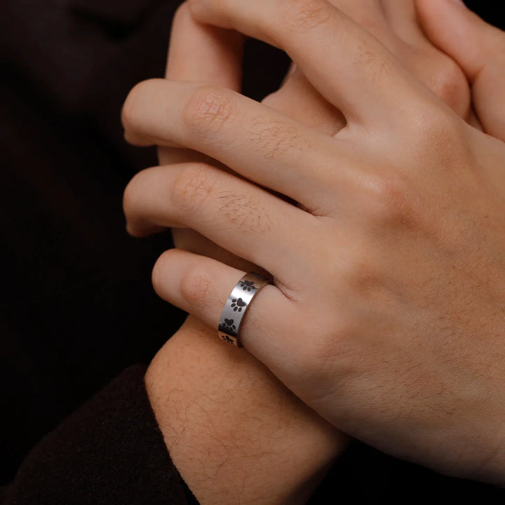 Handgemaakte Pootafdruk Ring in RVS