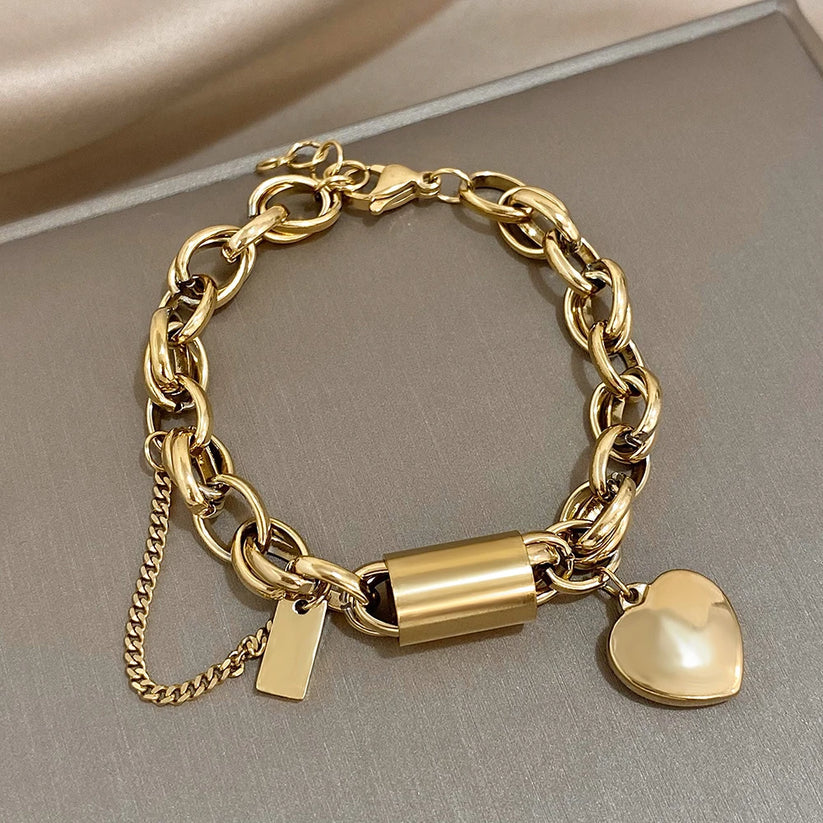 Elegante chunky armband van wit goud
