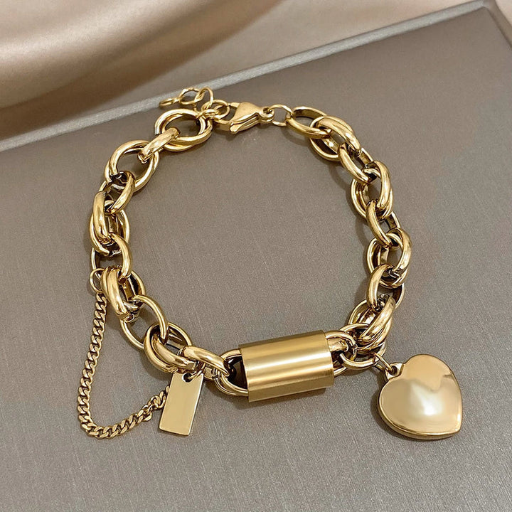 Elegante chunky armband van wit goud