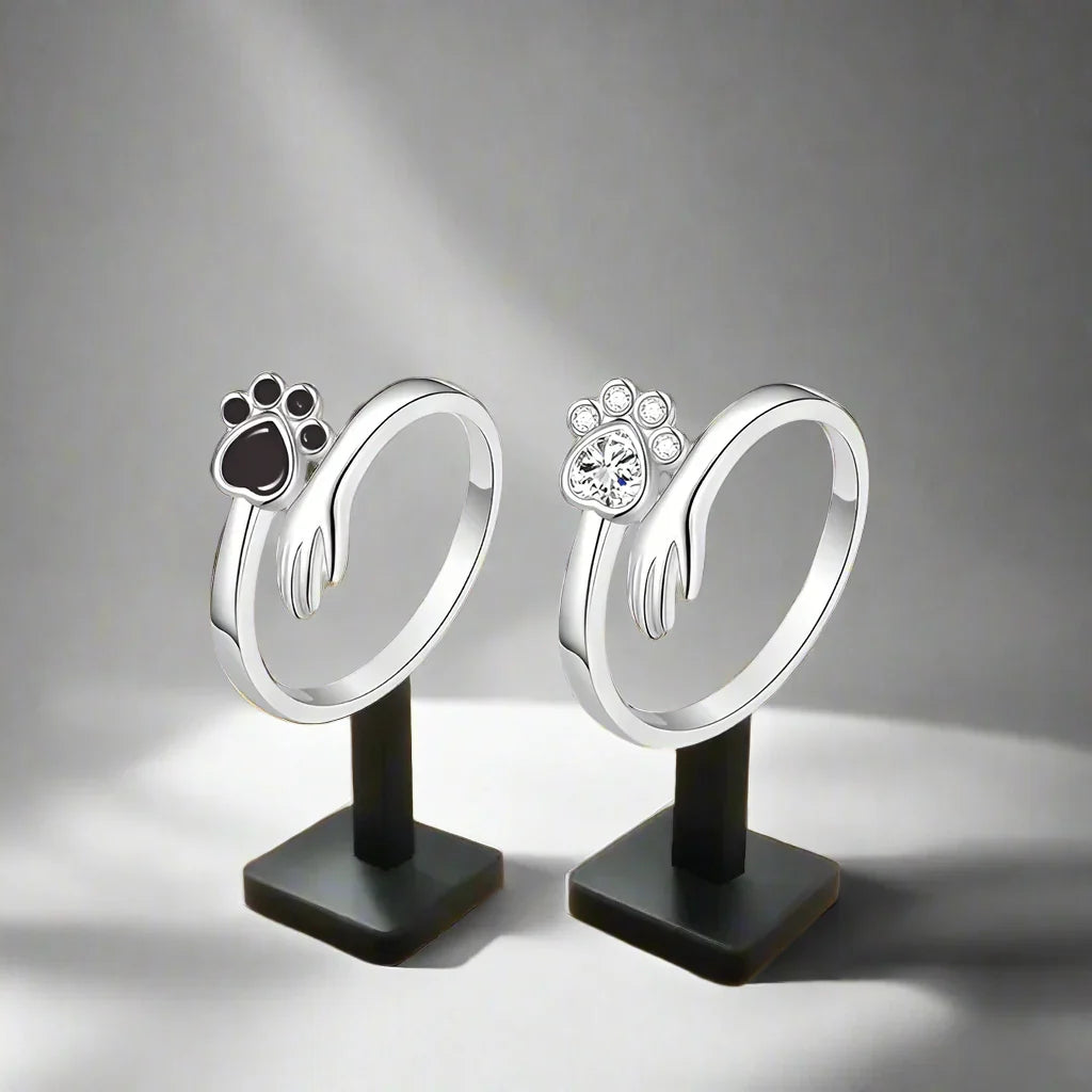 925 Sterling Zilveren Verstelbare Ring – Hand- en Pootafdrukontwerp