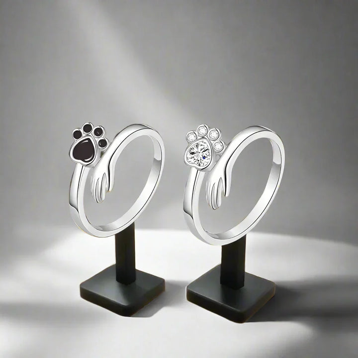 925 Sterling Zilveren Verstelbare Ring – Hand- en Pootafdrukontwerp