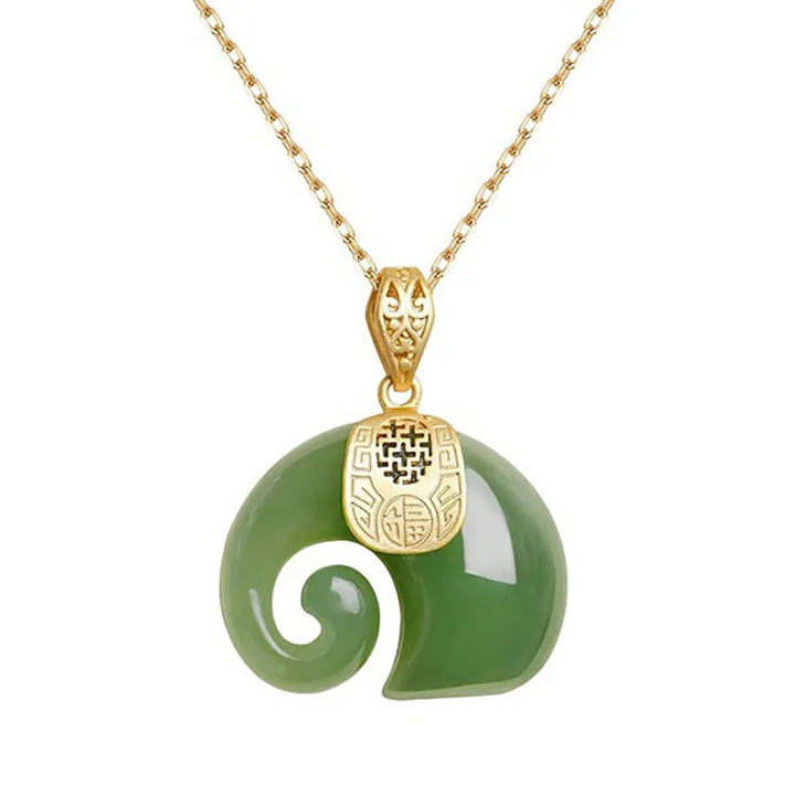Hetian Jade Olifant Hanger Ketting – 18K Goud Geplateerde Ketting voor Vrouwen