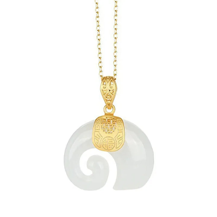 Hetian Jade Olifant Hanger Ketting – 18K Goud Geplateerde Ketting voor Vrouwen