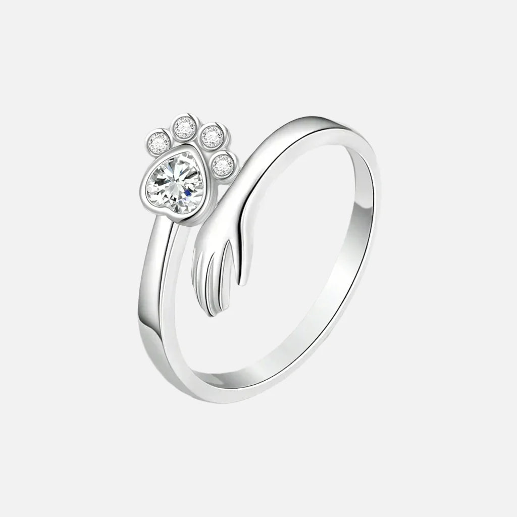 925 Sterling Zilveren Verstelbare Ring – Hand- en Pootafdrukontwerp