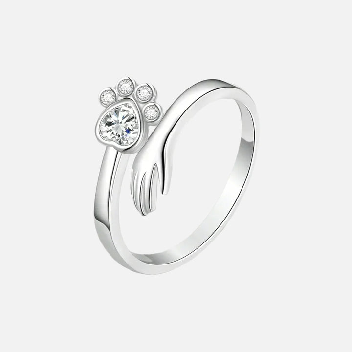 925 Sterling Zilveren Verstelbare Ring – Hand- en Pootafdrukontwerp