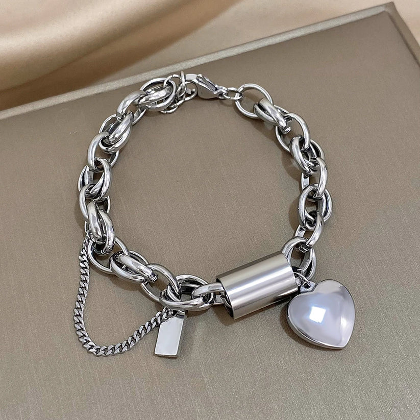 Elegante chunky armband van wit goud