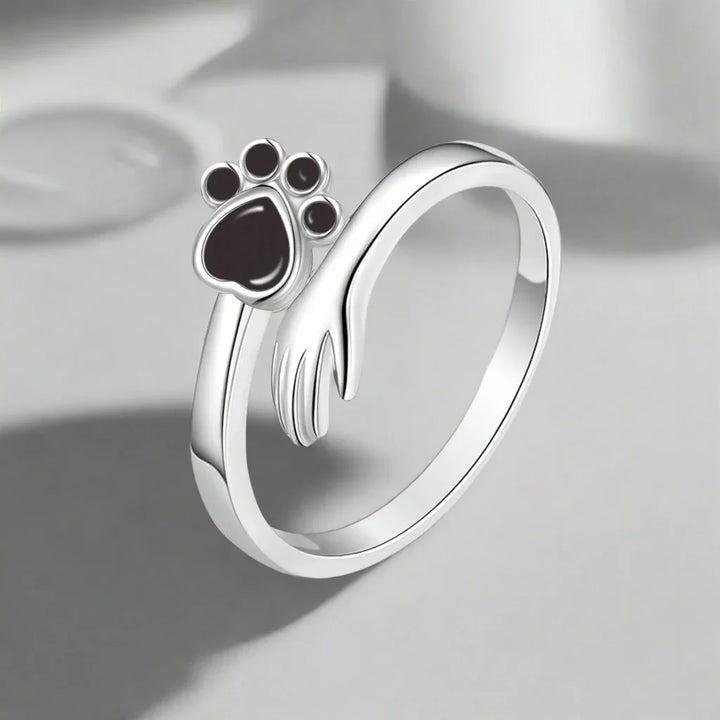 925 Sterling Zilveren Verstelbare Ring – Hand- en Pootafdrukontwerp