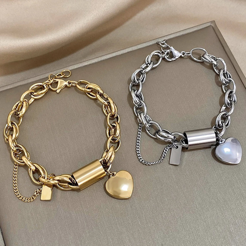 Elegante chunky armband van wit goud
