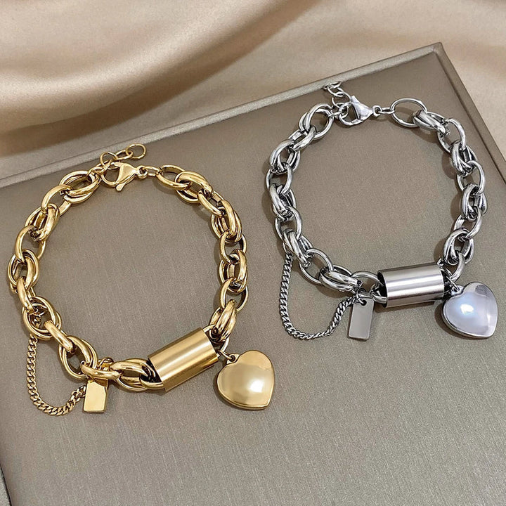 Elegante chunky armband van wit goud
