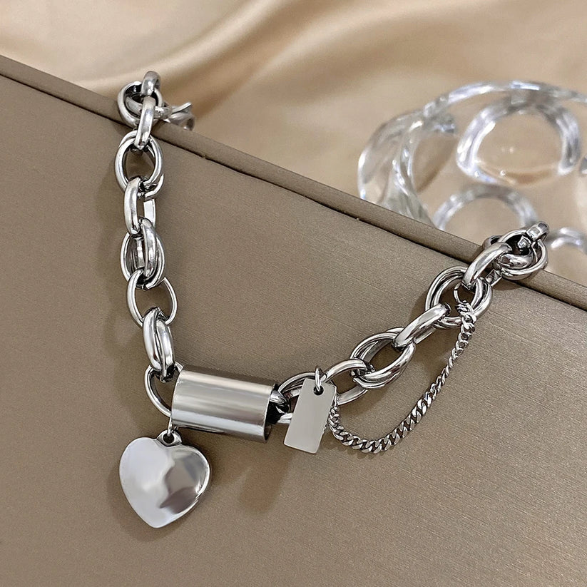 Elegante chunky armband van wit goud