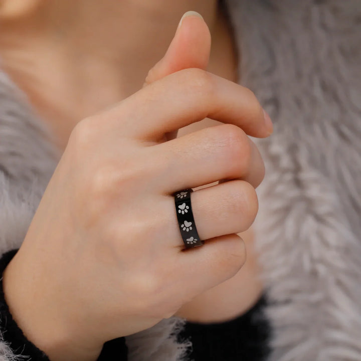 Handgemaakte Pootafdruk Ring in RVS