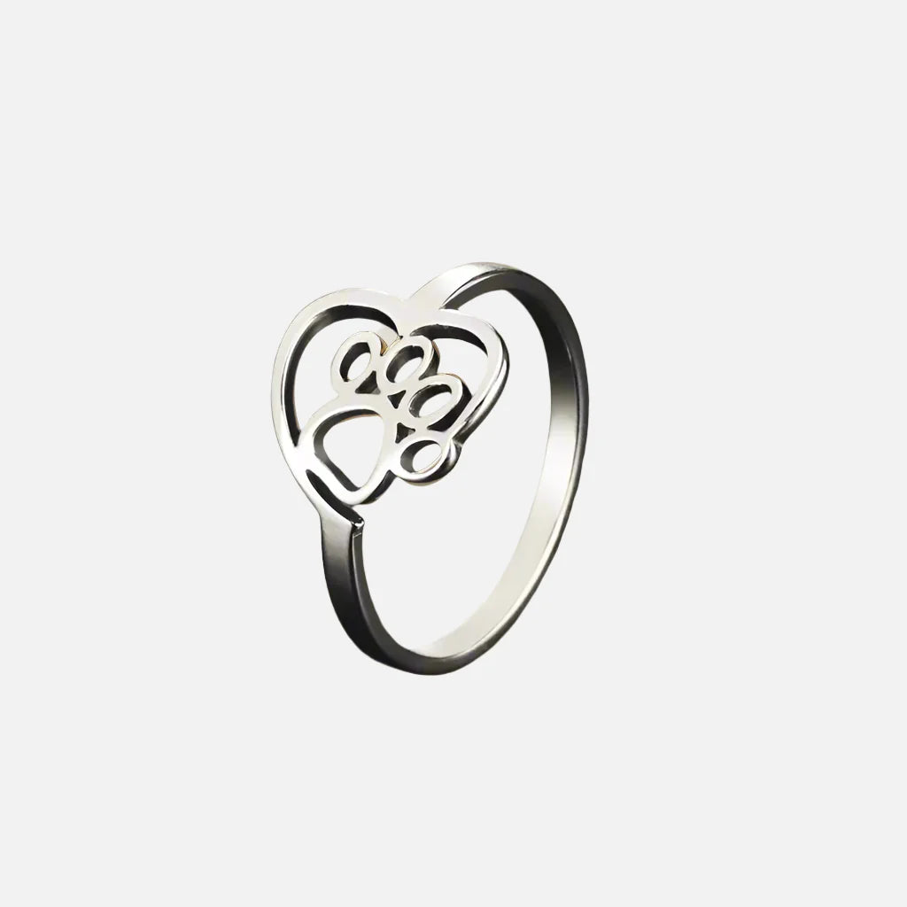 Gouden Poot & Hart Ring – RVS Sieraden voor Dierenliefhebbers