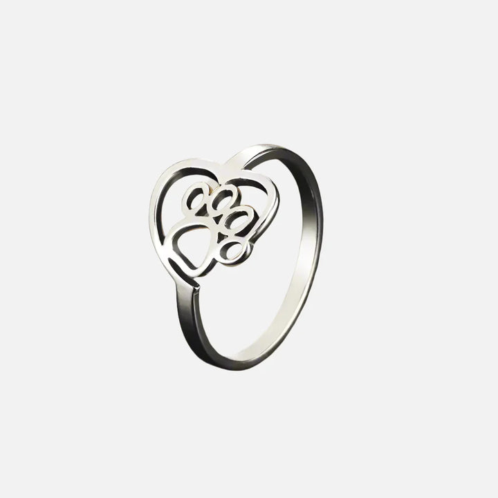 Gouden Poot & Hart Ring – RVS Sieraden voor Dierenliefhebbers