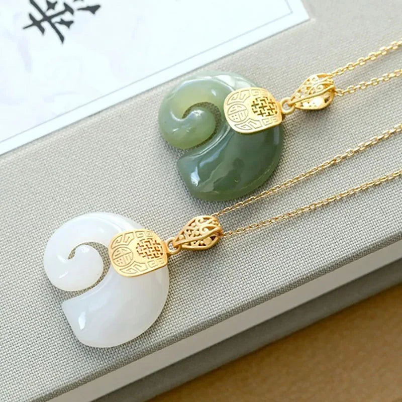 Hetian Jade Olifant Hanger Ketting – 18K Goud Geplateerde Ketting voor Vrouwen