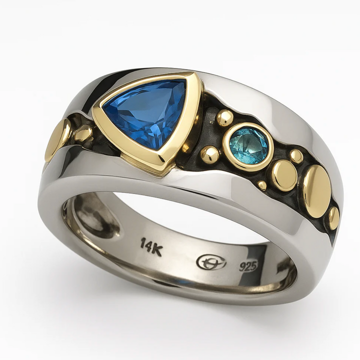 Elegante ring met blauwe zirkonia