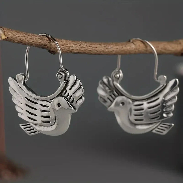 Boho Vogel-Inspiratie Dangle Oorbellen – Zilverkleurig