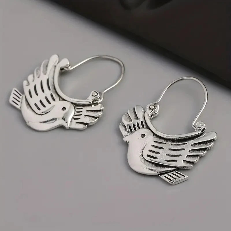 Boho Vogel-Inspiratie Dangle Oorbellen – Zilverkleurig