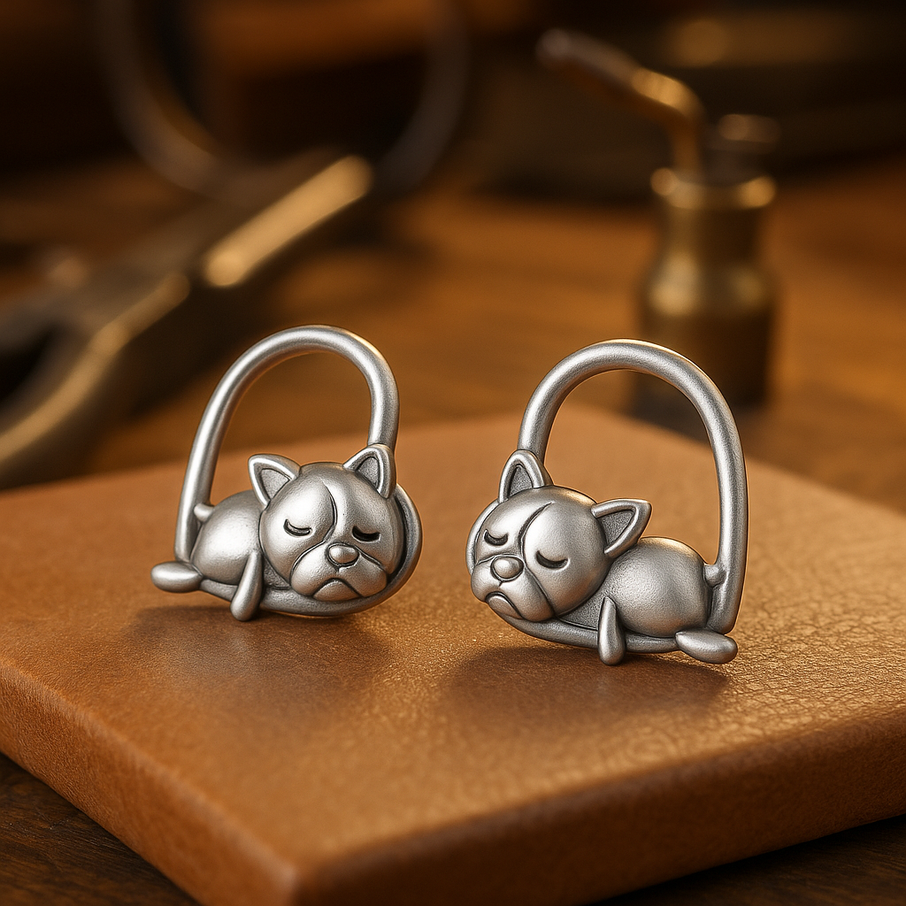 925 Zilveren Slapende Puppy Stud Oorbellen