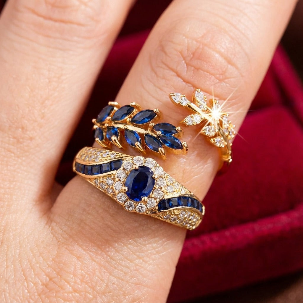 Elegante gouden ringenset met verfijnde details