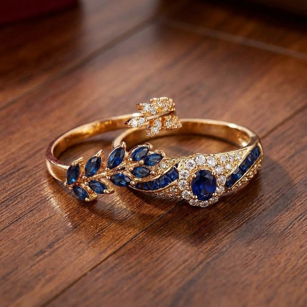 Elegante gouden ringenset met verfijnde details