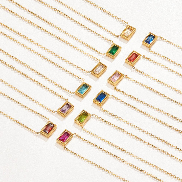 Baguette Geboortesteen Ketting